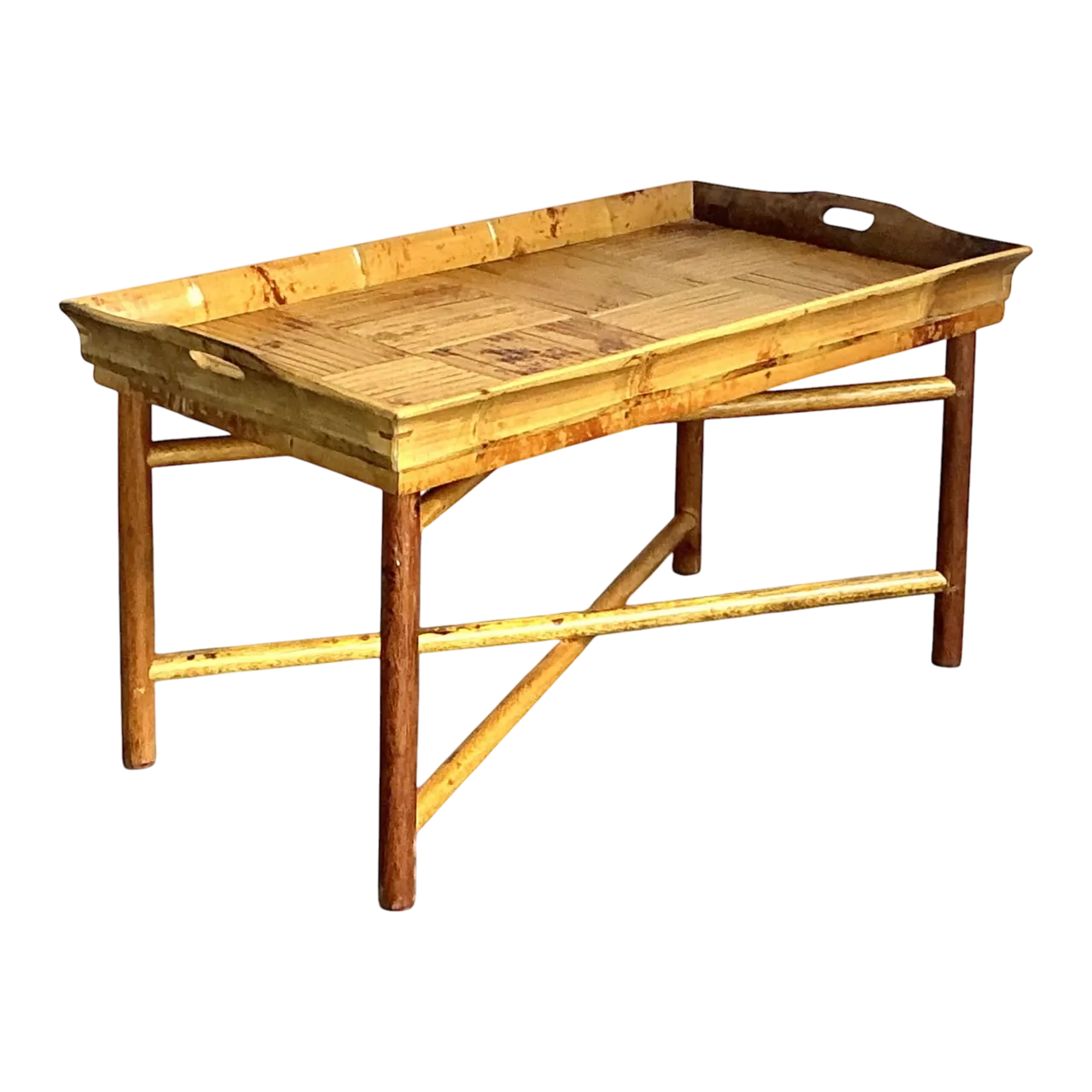 Vintage Coastal Patch Work Reed Coffee Table