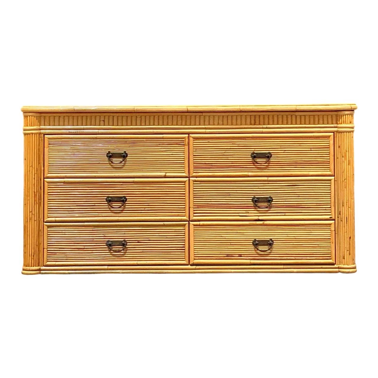 Vintage Coastal Pencil Reed Column Dresser