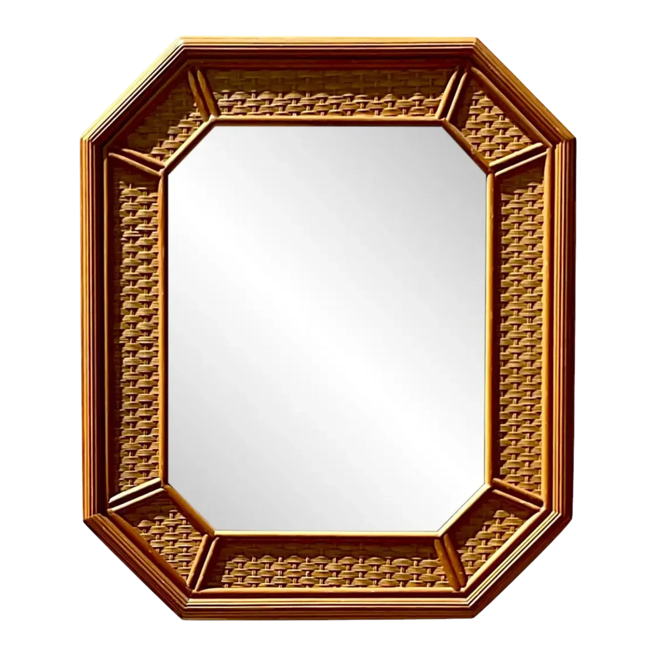 Vintage Coastal Rattan Octagon Mirror