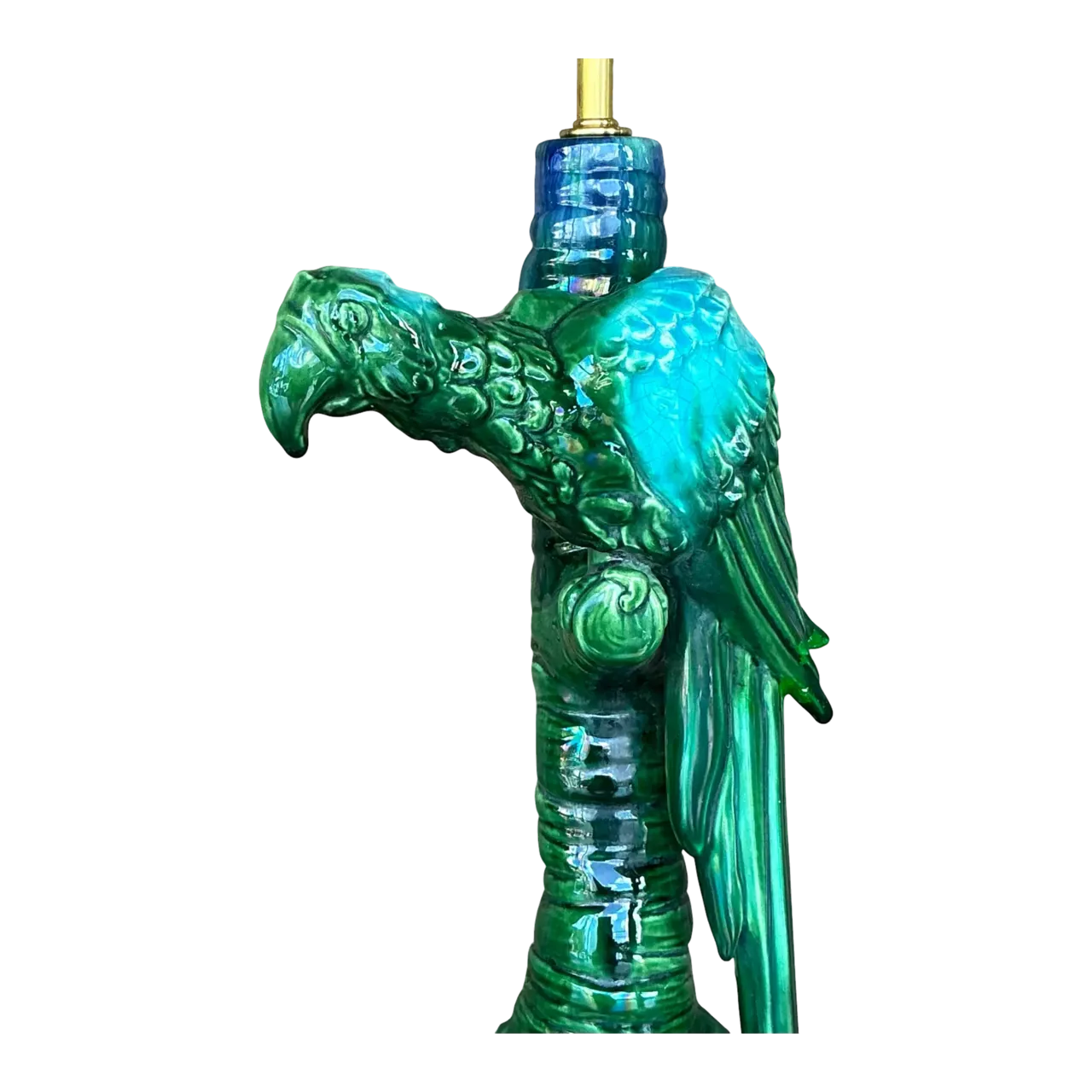 Vintage Coastal Royal Haeger Glazed Ceramic Parrot Table Lamp