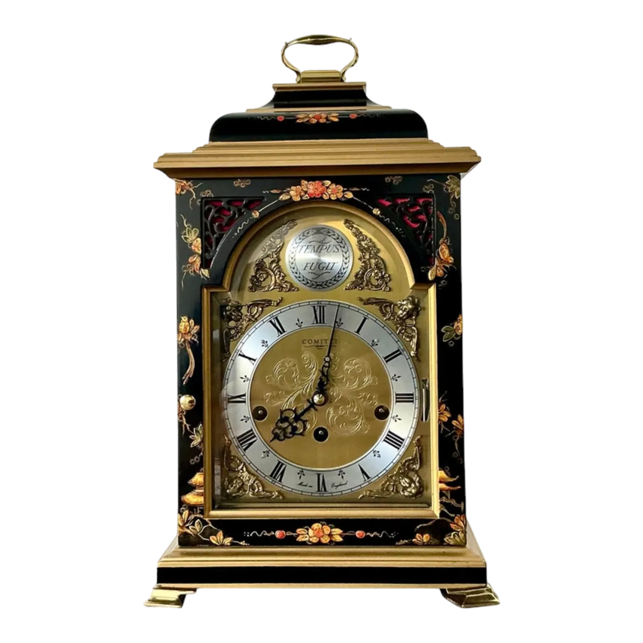 Vintage Comitti of London Floral Mantle Clock