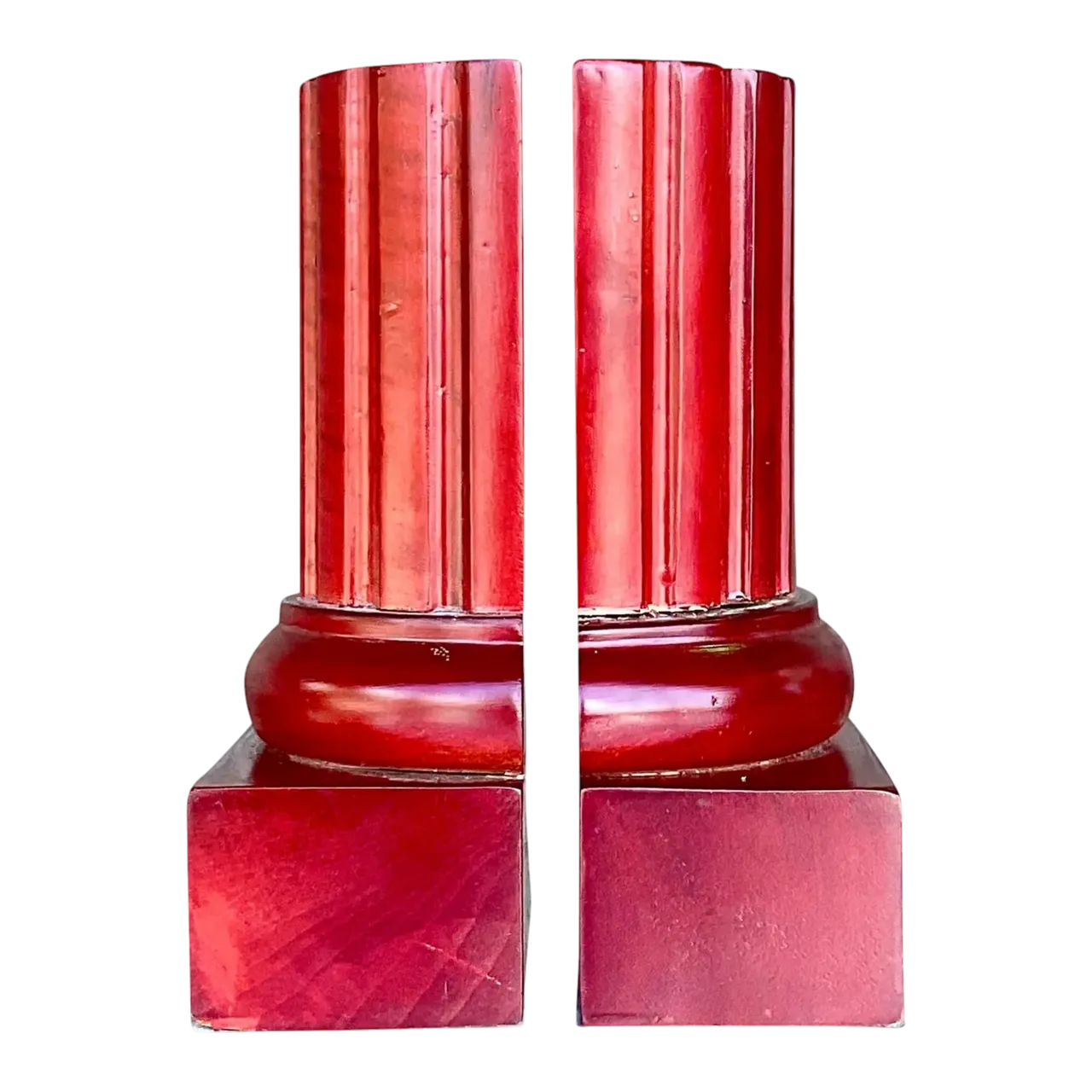 Vintage Contemporary Carved Column Bookends- a Pair