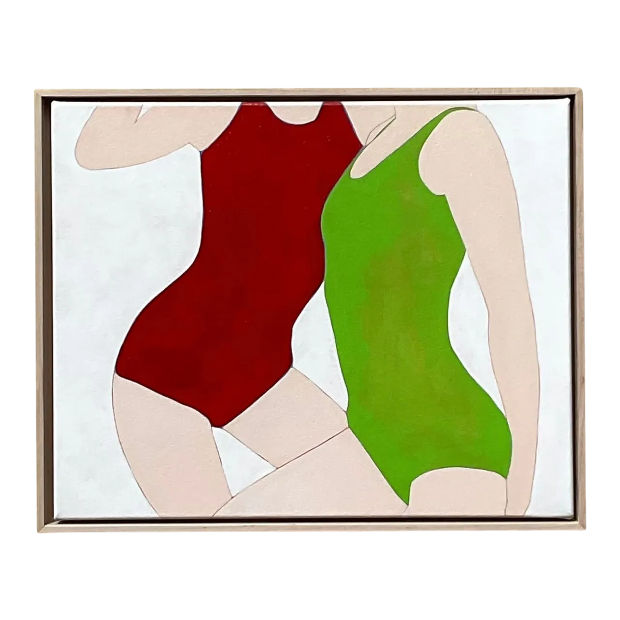 Vintage Contemporary Original Op Art Acrylic Figurative on Canvas