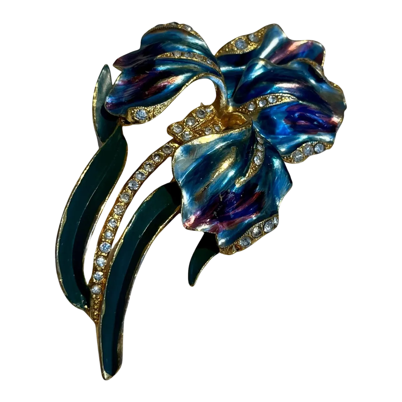 Vintage Coro Enamel Iris Brooch