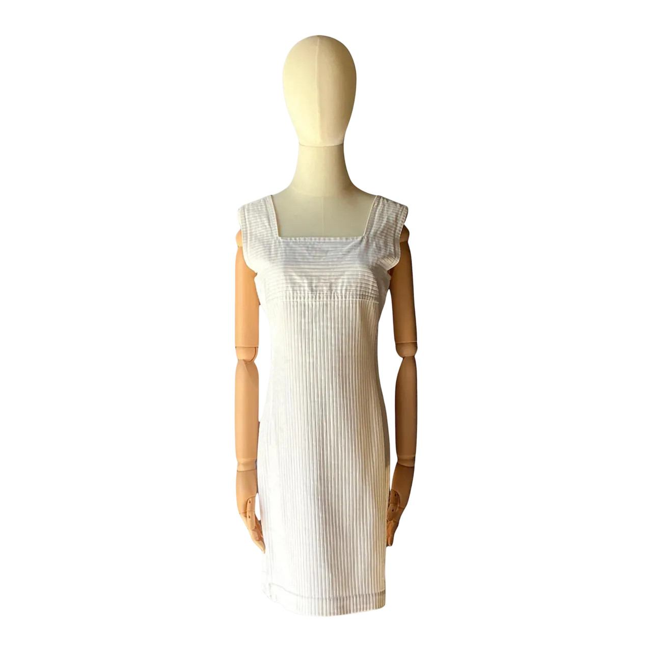 Vintage Courreges White Ribbed Dress