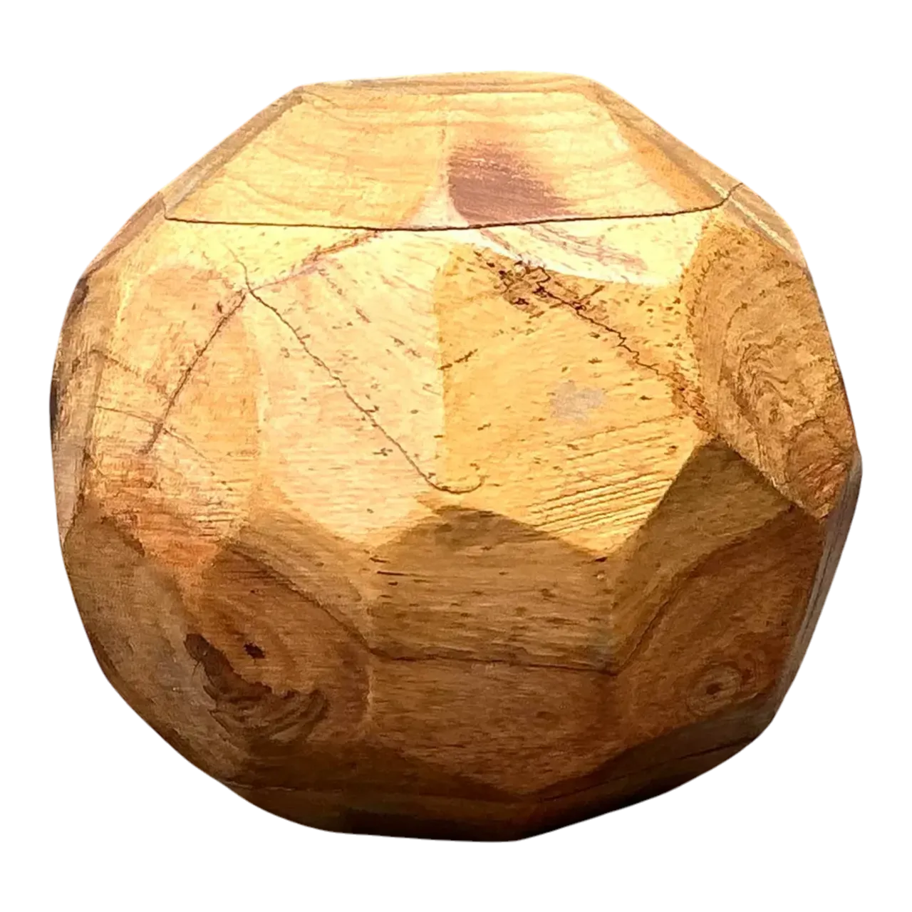 Vintage Faceted Wood Sphere