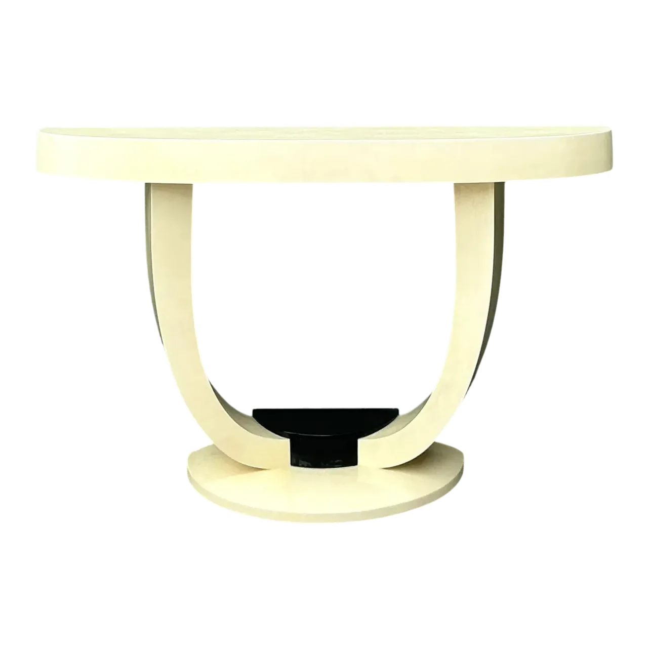 Vintage Faux Goatskin Console Table After Karl Springer