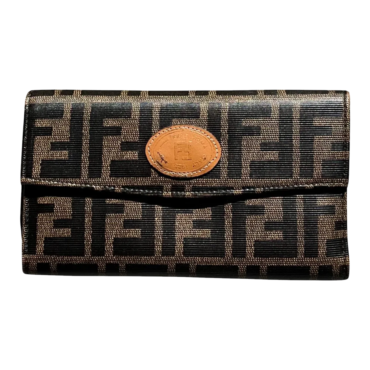 Vintage Fendi Trifold Canvas Leather Wallet
