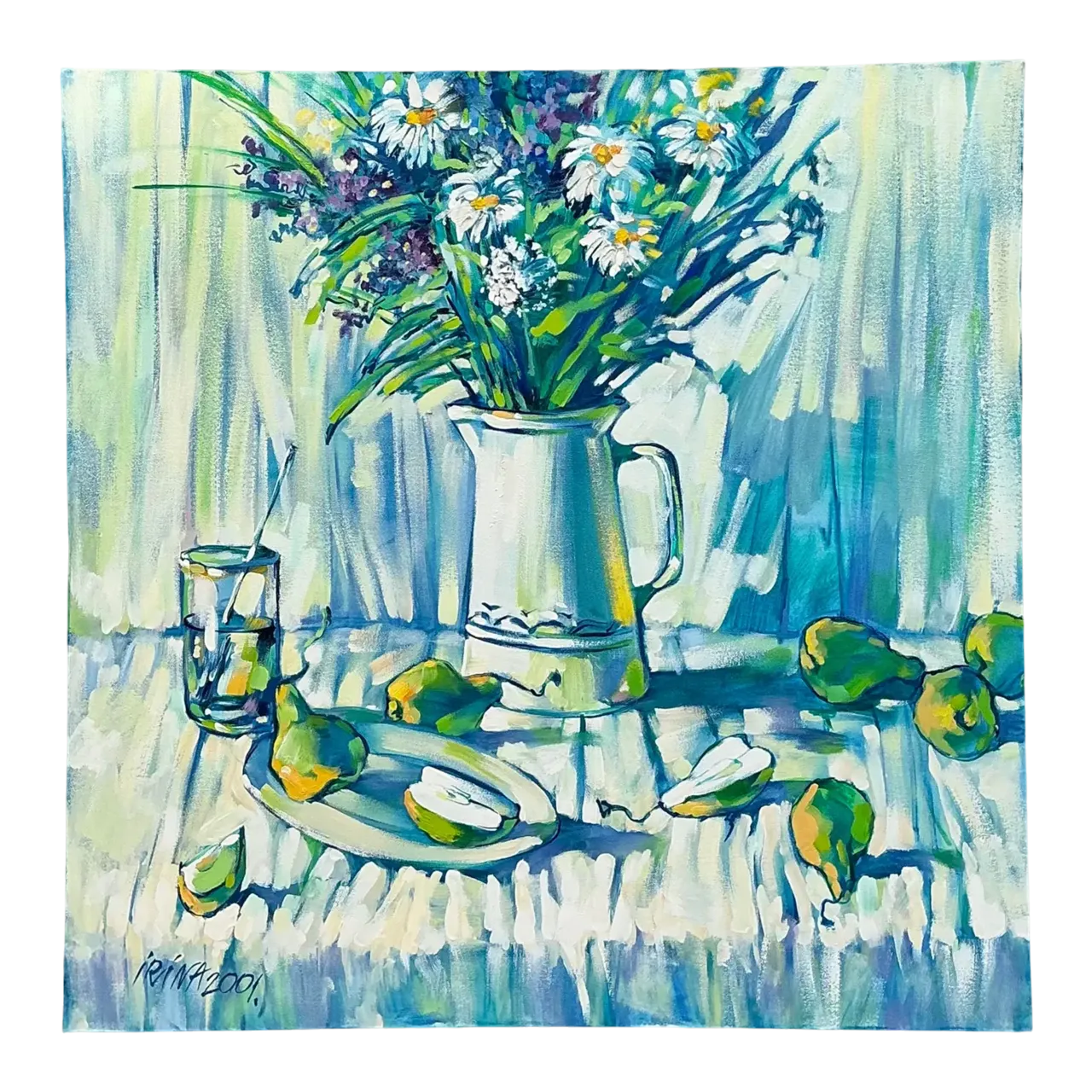 Vintage Floral Original Oil Painting on Canvas