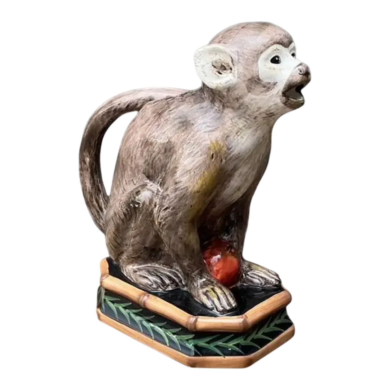Vintage Glazed Ceramic Monkey Pitcher