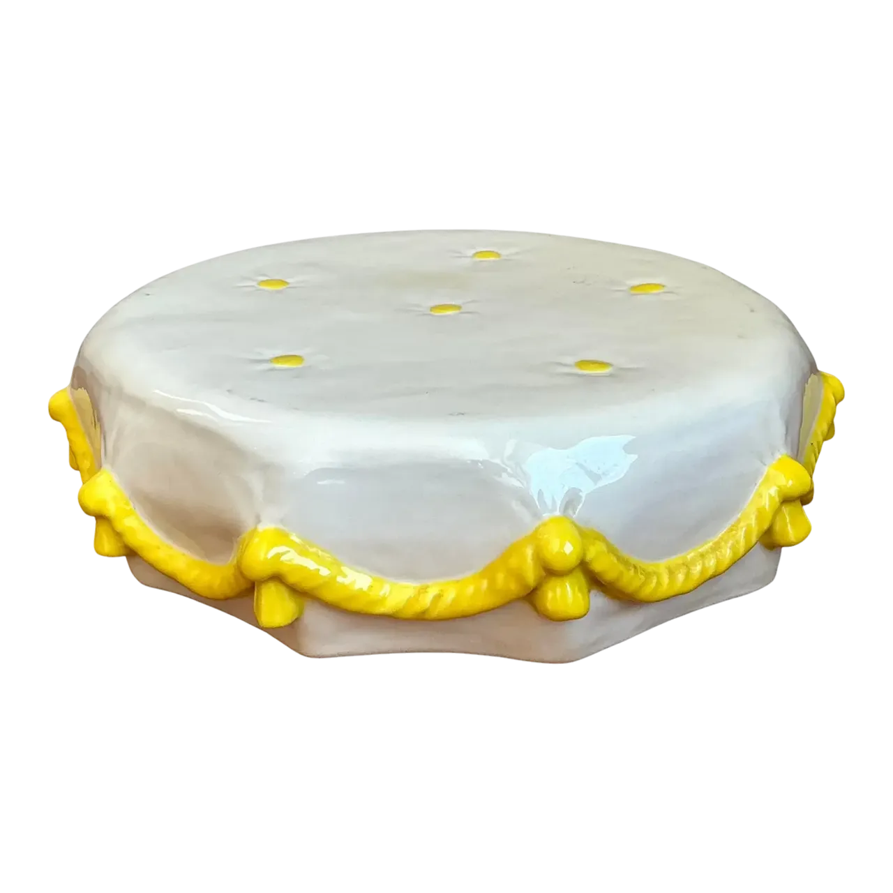 Vintage Glazed Ceramic Tufted Cushion