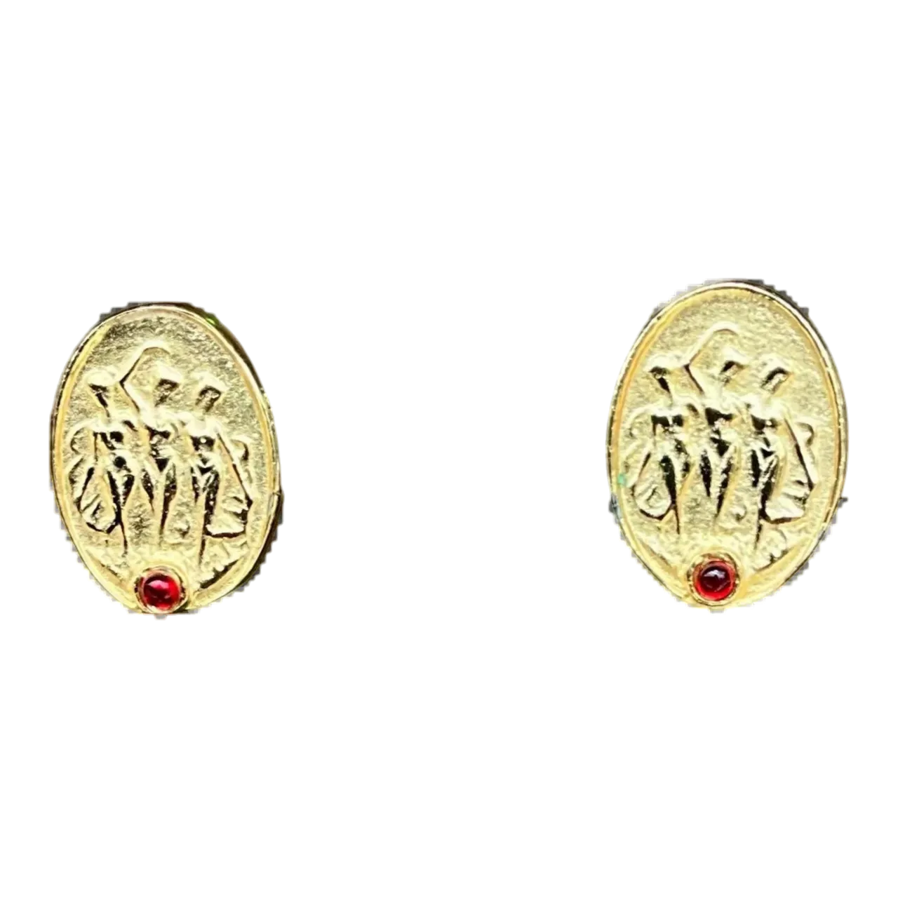 Vintage Gold Tone Figural Clip on Earrings