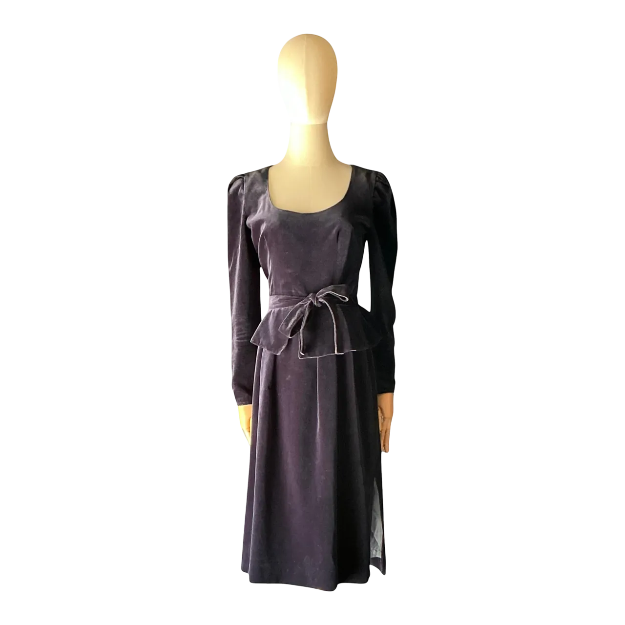 Vintage Guy Laroche Navy Blue Velvet Dress