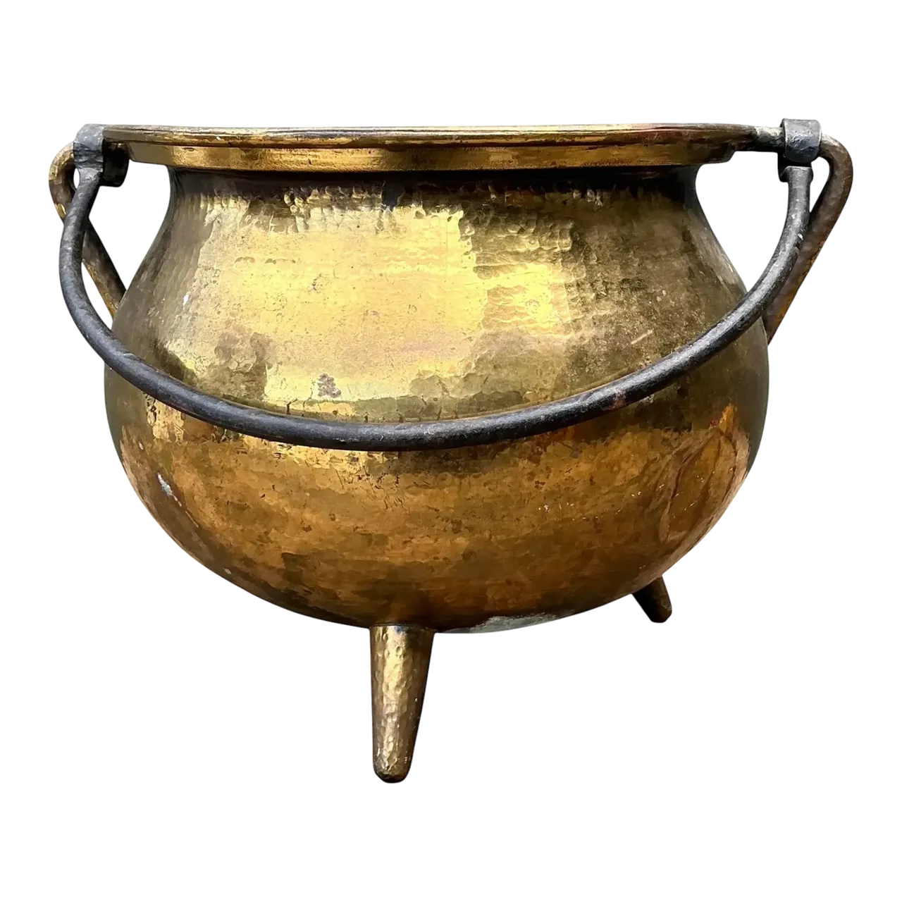 Vintage Hammered Brass Cauldron