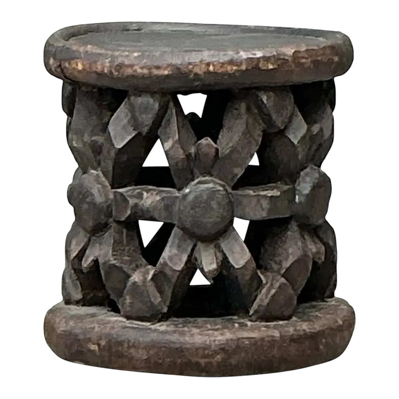 Vintage Hand Carved Bambileke Low Stool