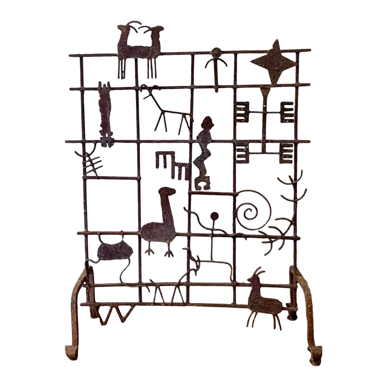 Vintage Hand Forged Iron Fireplace Screen