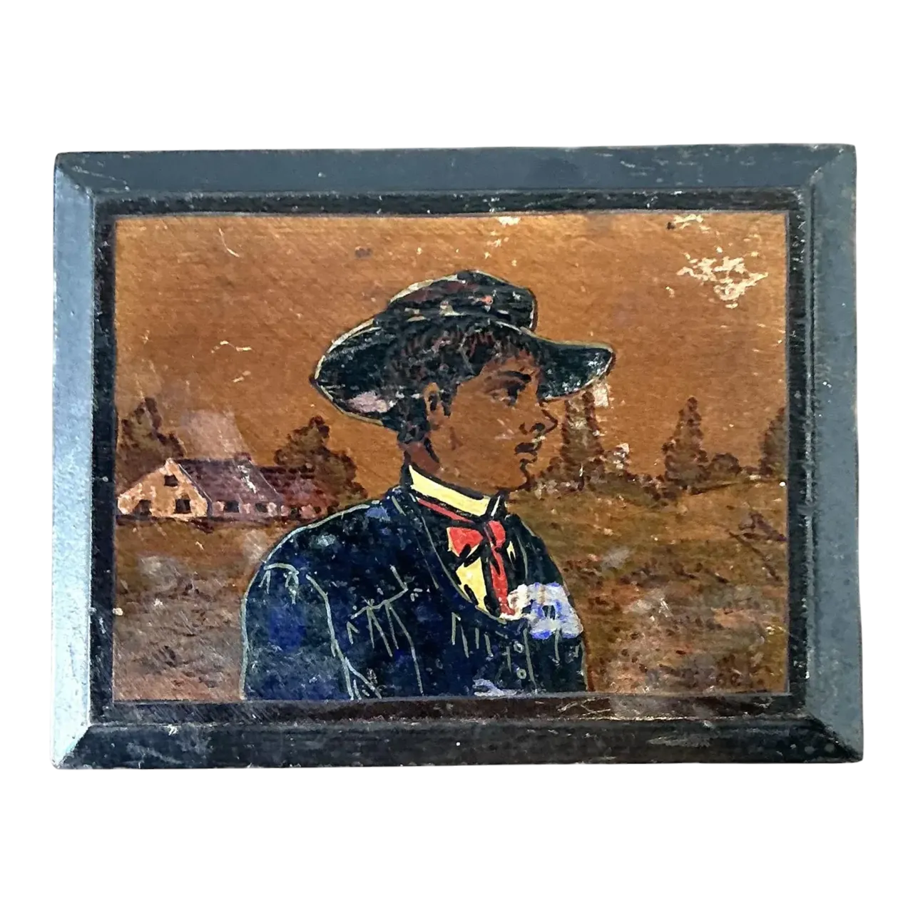 Vintage Hand Painted Cowboy Box