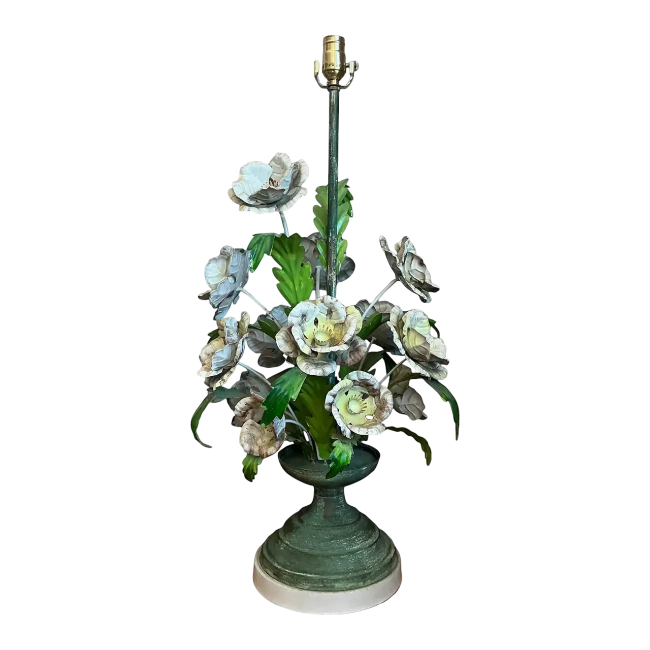 Vintage Hand Painted Tole Bouquet Lamp