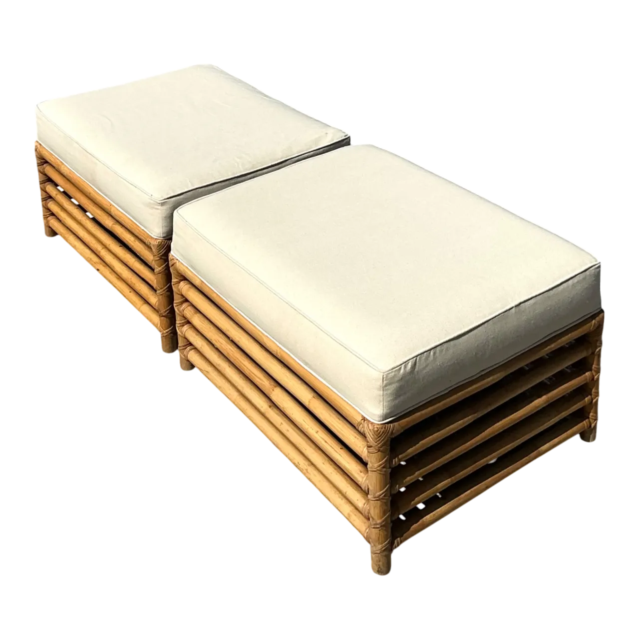 Vintage Henry Olko for Willow and Reed Ottomans - A Pair