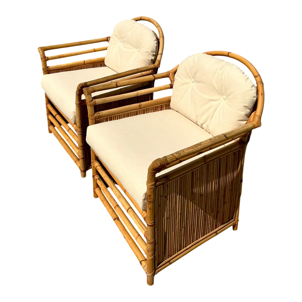 Vintage Henry Olko for Willow and Reed Rattan Lounge Chairs - A Pair