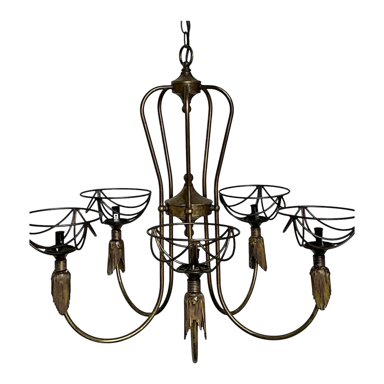 Vintage Hinkley Burnished Brass Tassel Chandelier