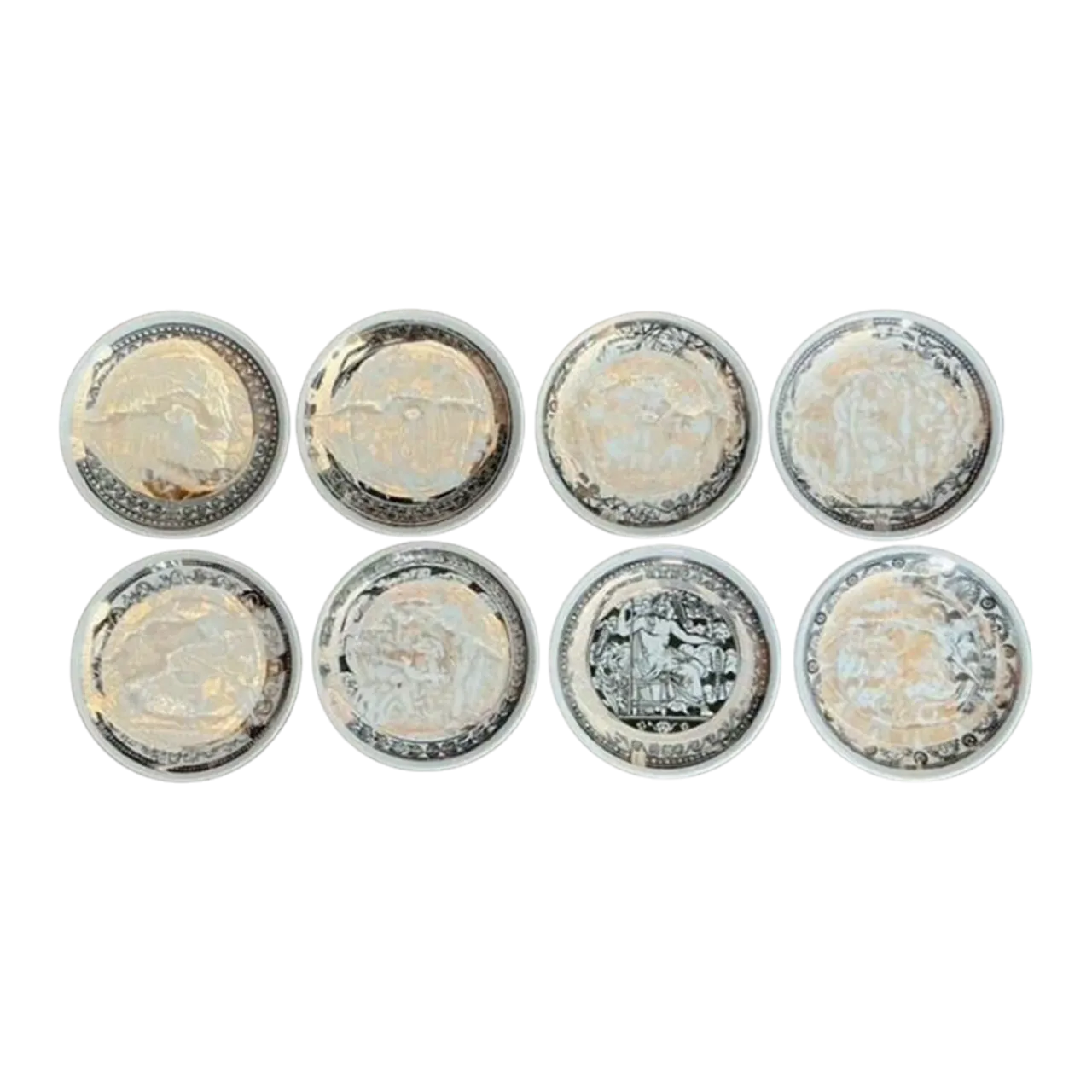 Vintage Italian Fornasetti Mythological Ceramic Coaster - Set of 8