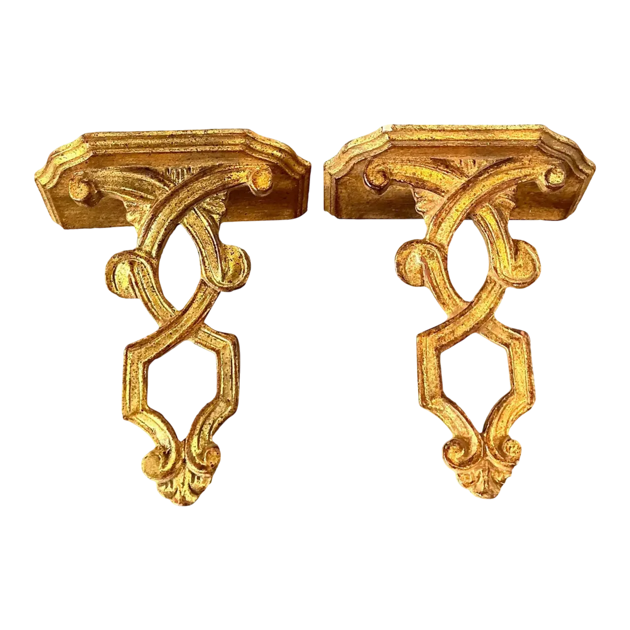 Vintage Italian Gilt Wall Brackets - A Pair