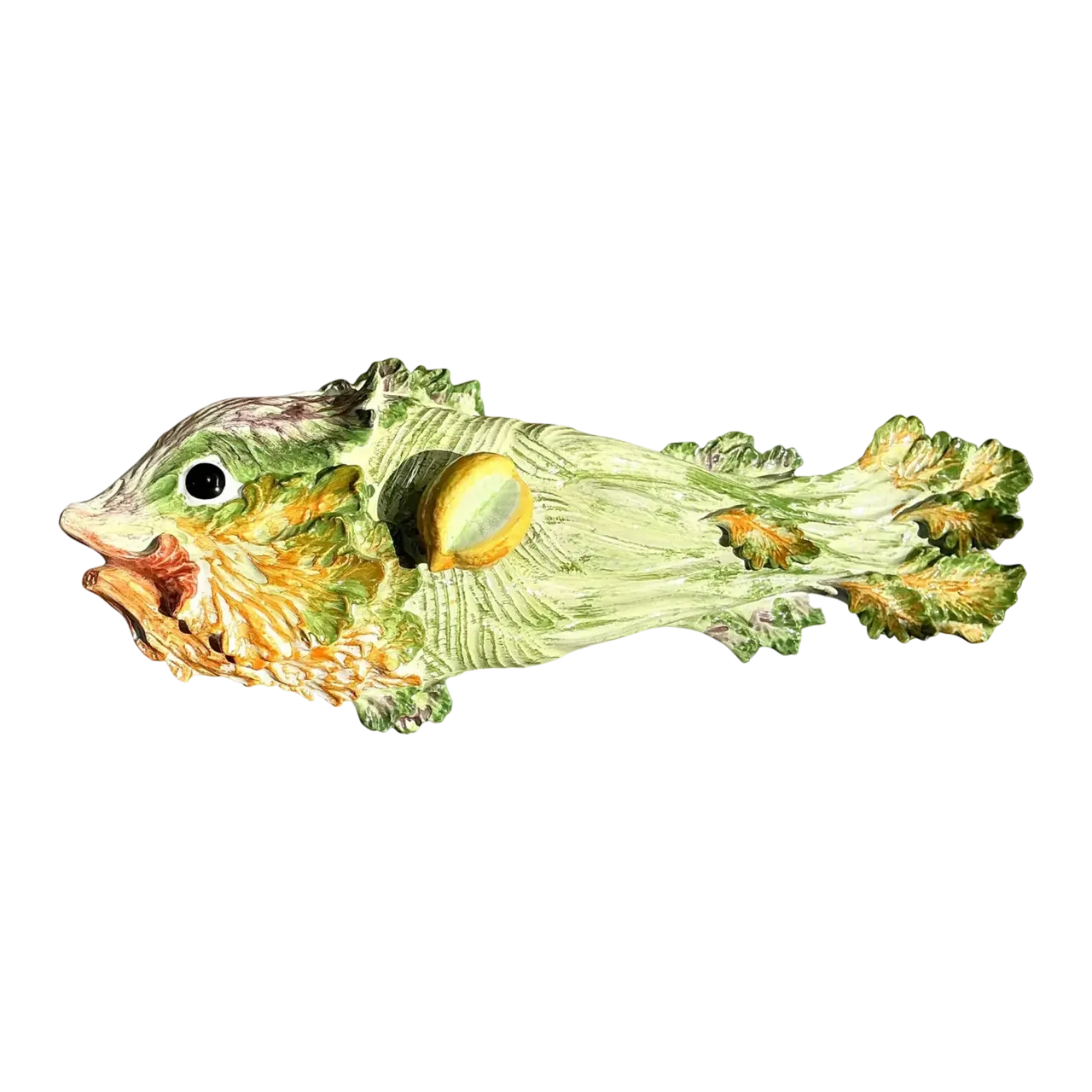 Vintage Italian Glazed Ceramic Fish Tureen