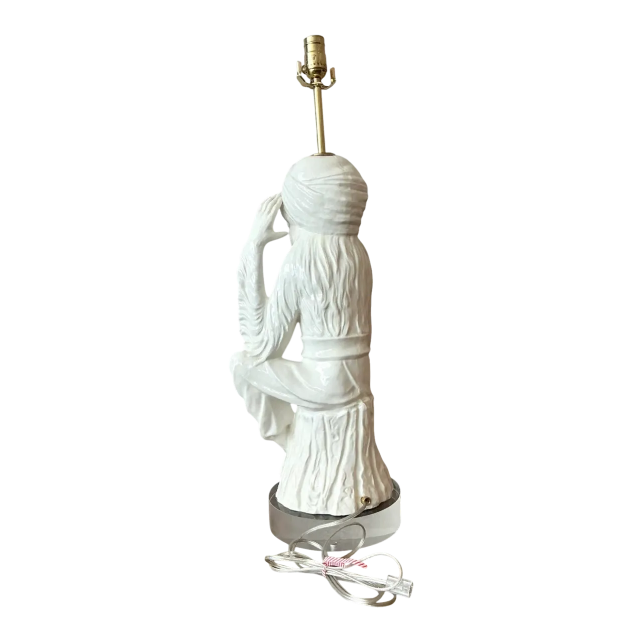 Vintage Italian Glazed Ceramic Monkey Lamp