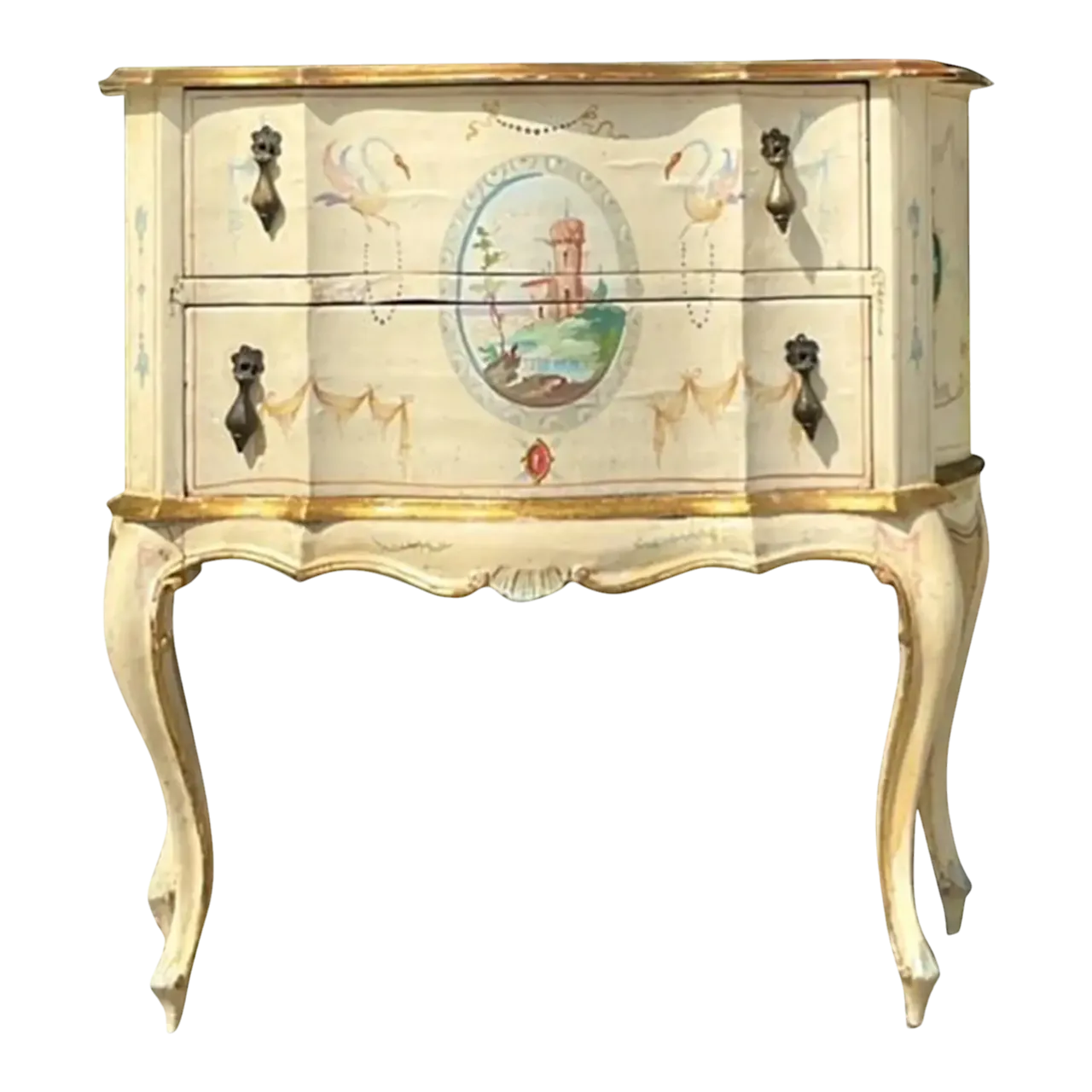 Vintage Italian Hand Painted Swag Lowboy