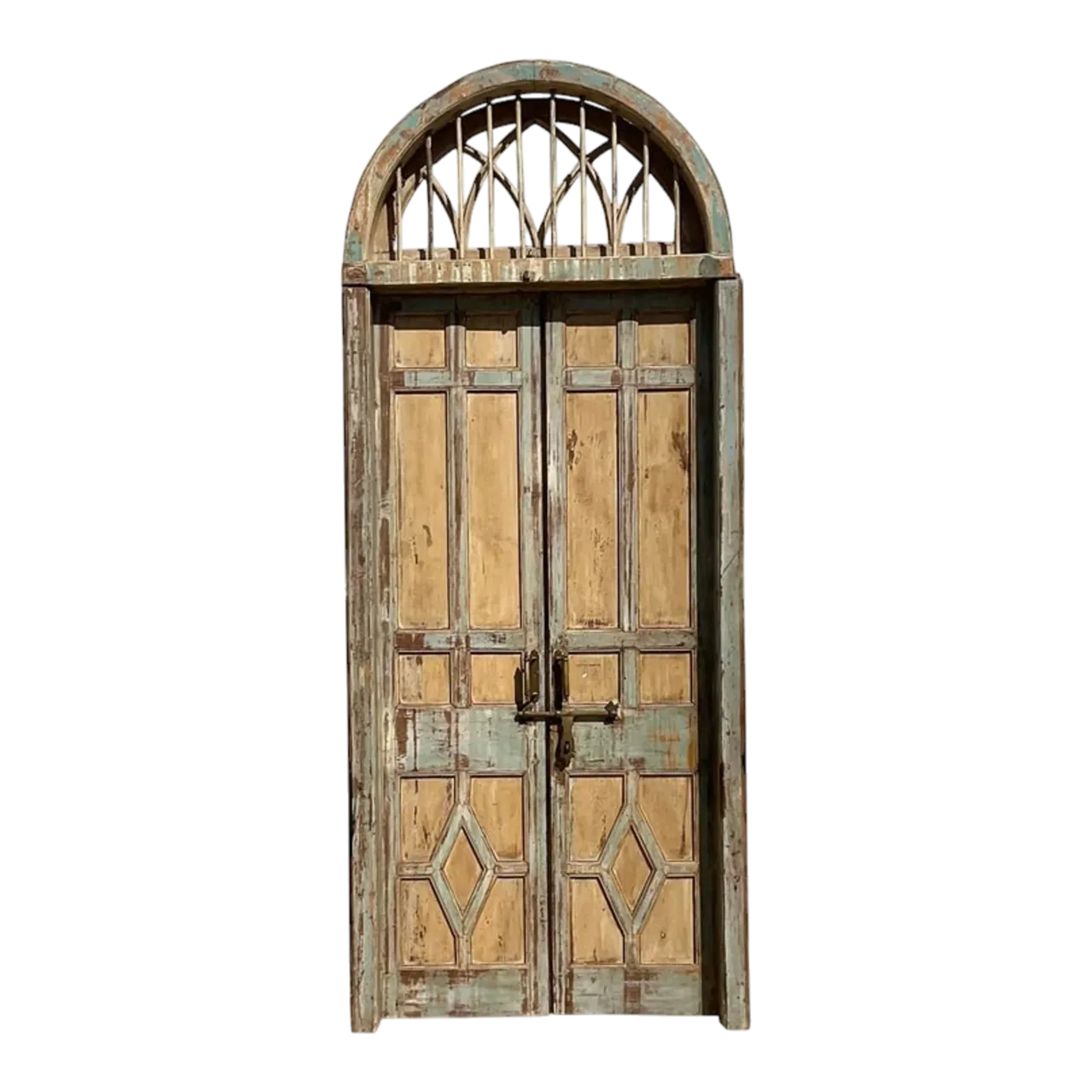 Vintage Italian Patinated Doors With Coordinating Transom