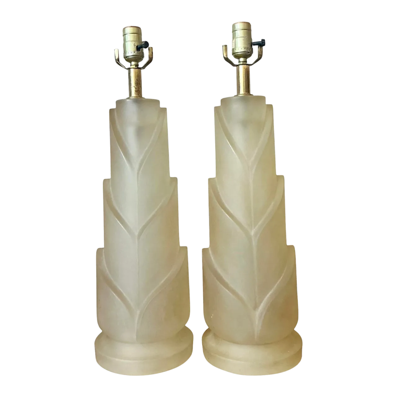 Vintage Italian Paulo Gucci Frosted Resin Lamps - A Pair