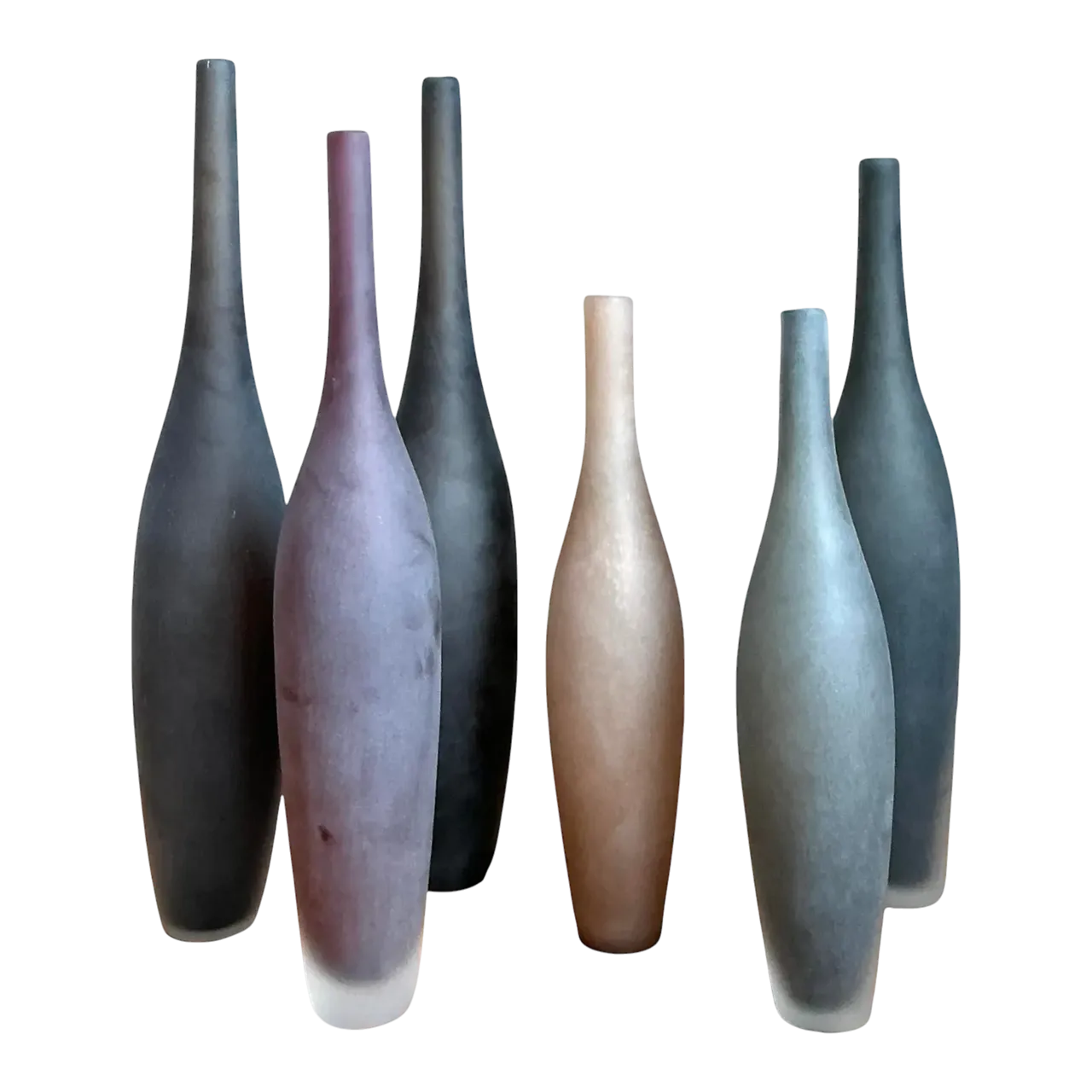 Vintage Italian Signed Art Glass Vases - Set of 6