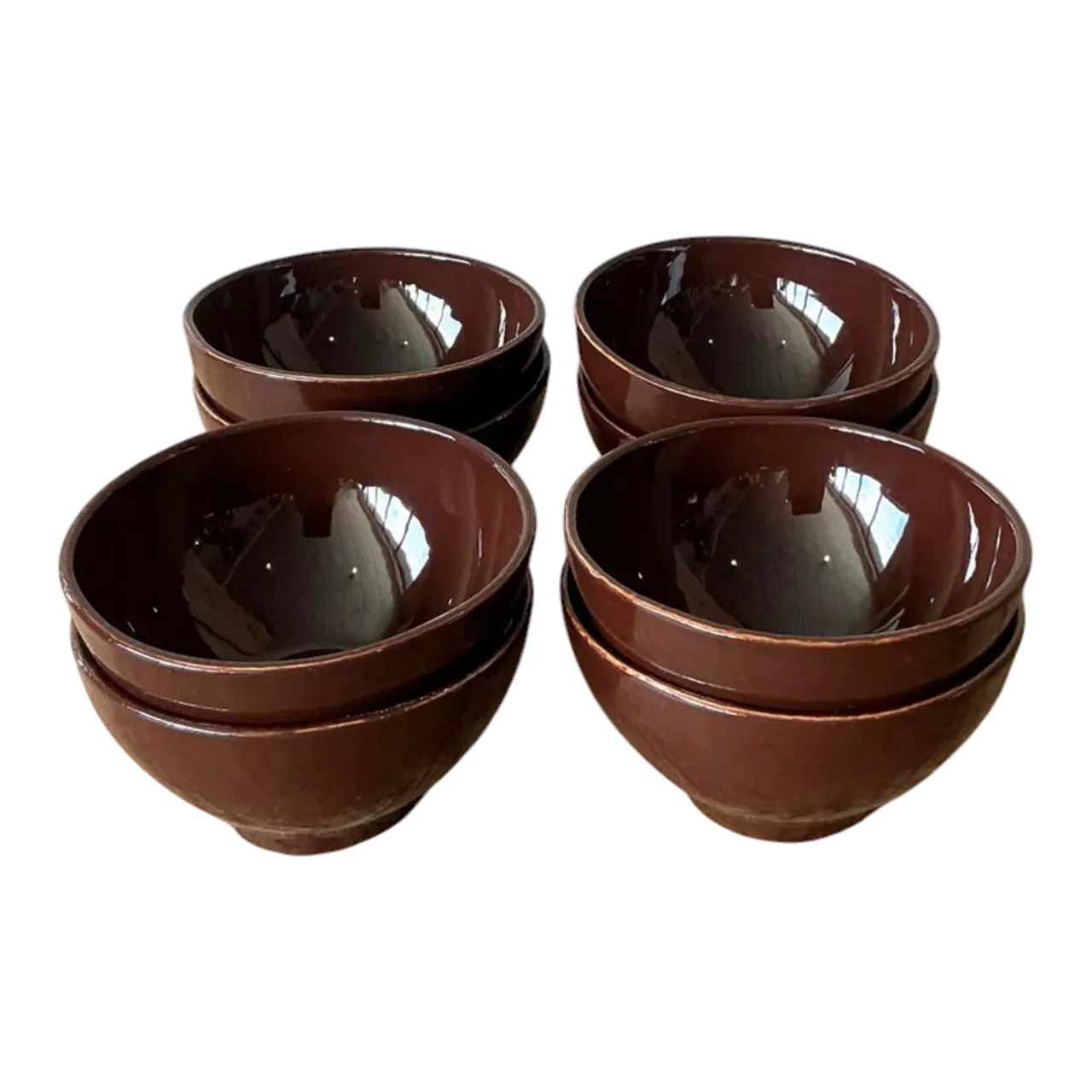 Vintage Italian Vietri Glazed Ceramic Bowls - Set of 8