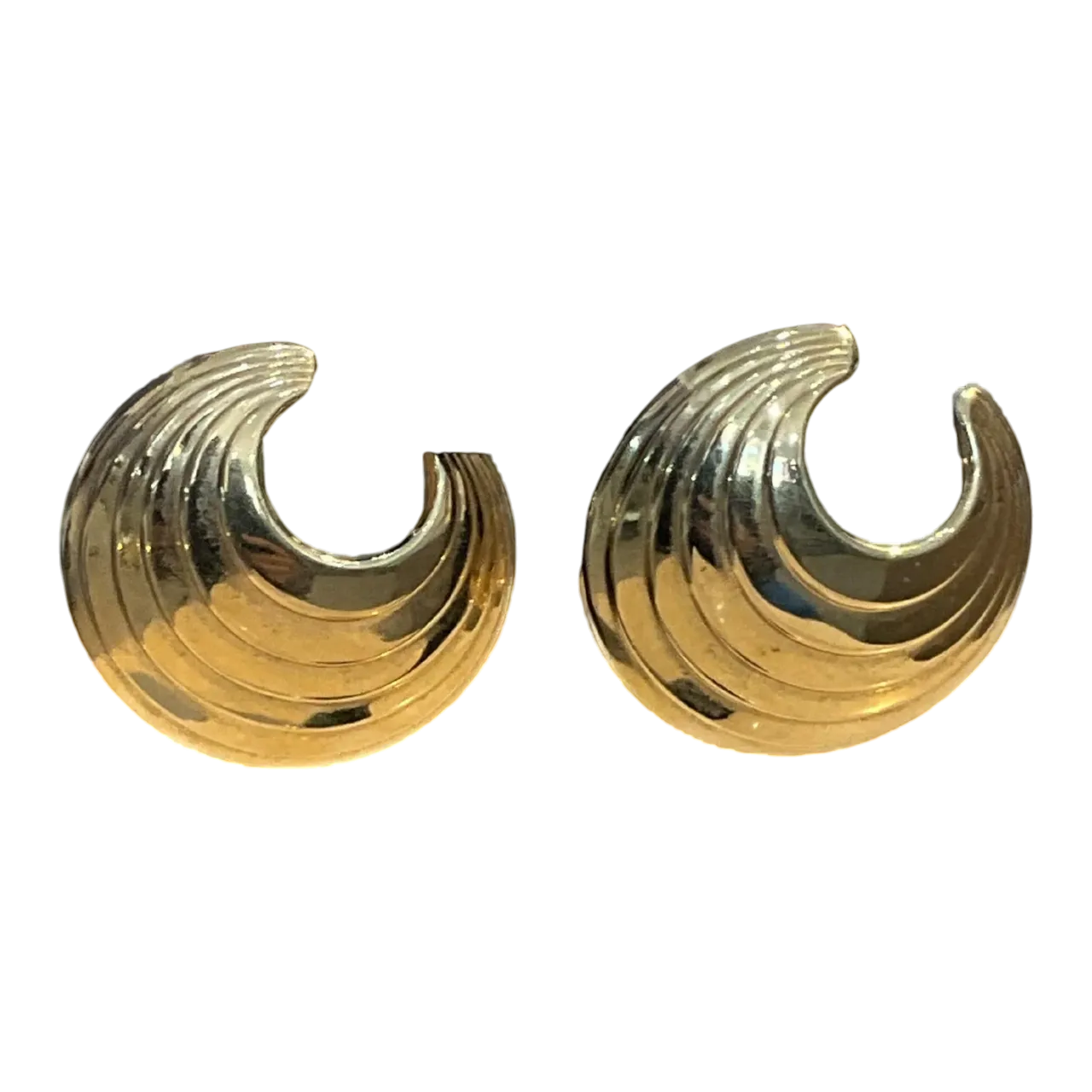 Vintage Large Croissant Tiered Earrings