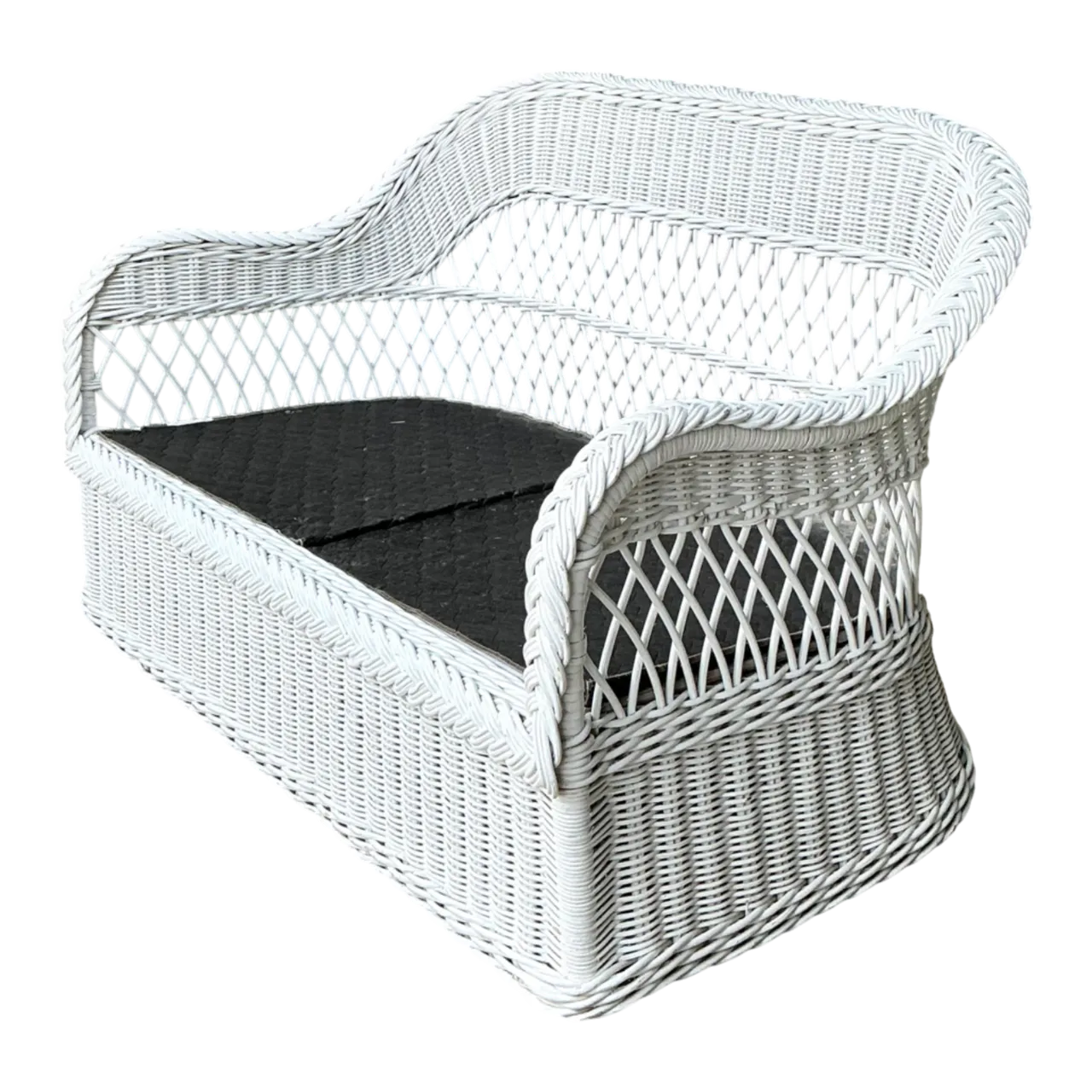 Vintage Lexington Braided White Rattan Love Seat
