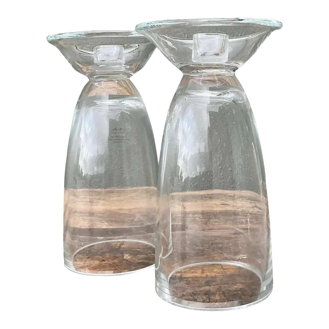 Vintage Michael Graves Glass Candlesticks - A Pair