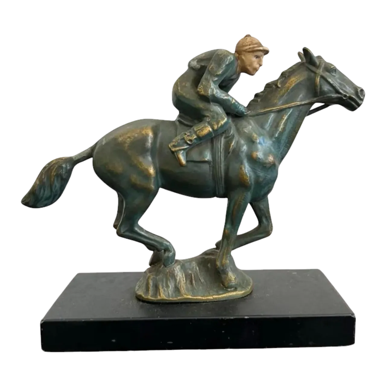 Vintage Mid 20th Century Equestrian Horse and Jockey Sculpture