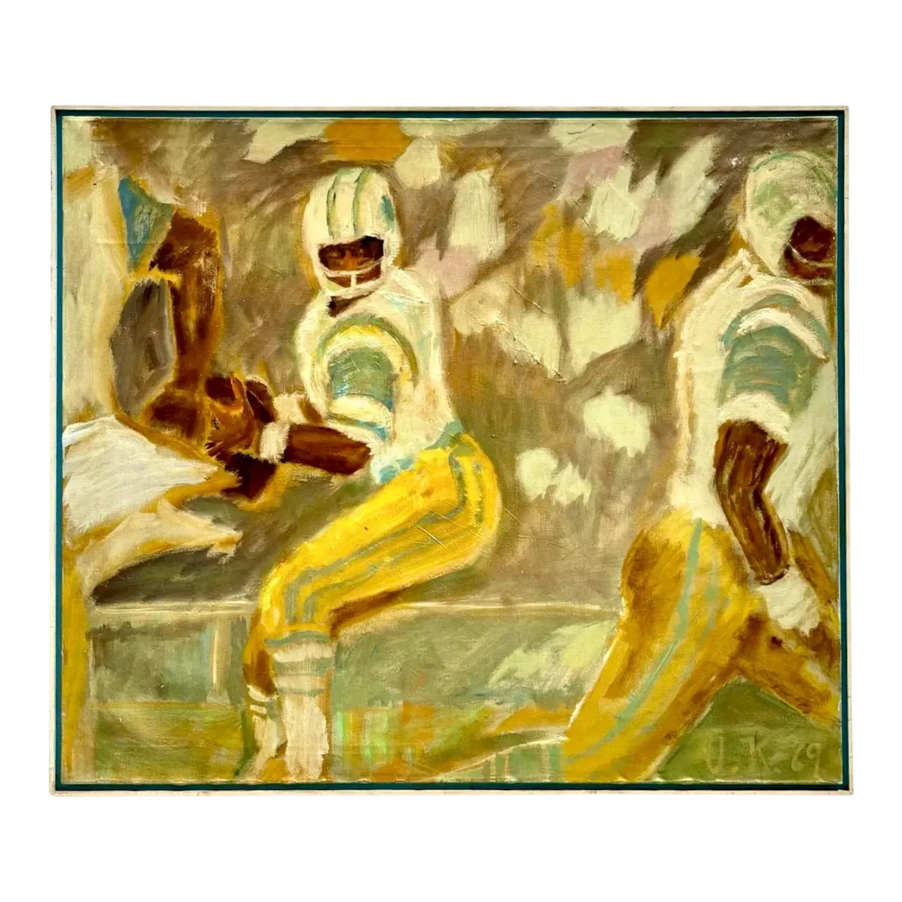 Vintage Monumental Abstract Expressionist Football Painting