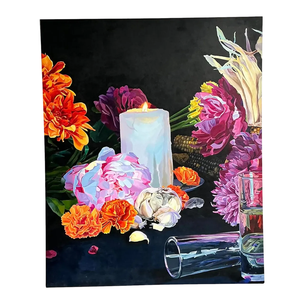 Vintage Monumental Original Still Life on Canvas Wrapped Board