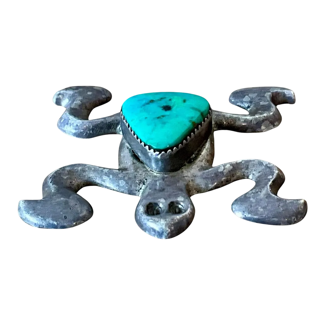 Vintage Native American Silver Inlaid Turquoise Pendant