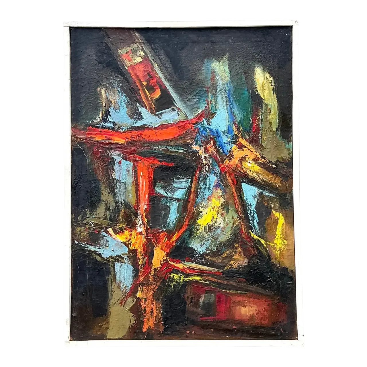 Vintage Original Abstract Oil on Canvas - Canvas, 21W x 28.75H