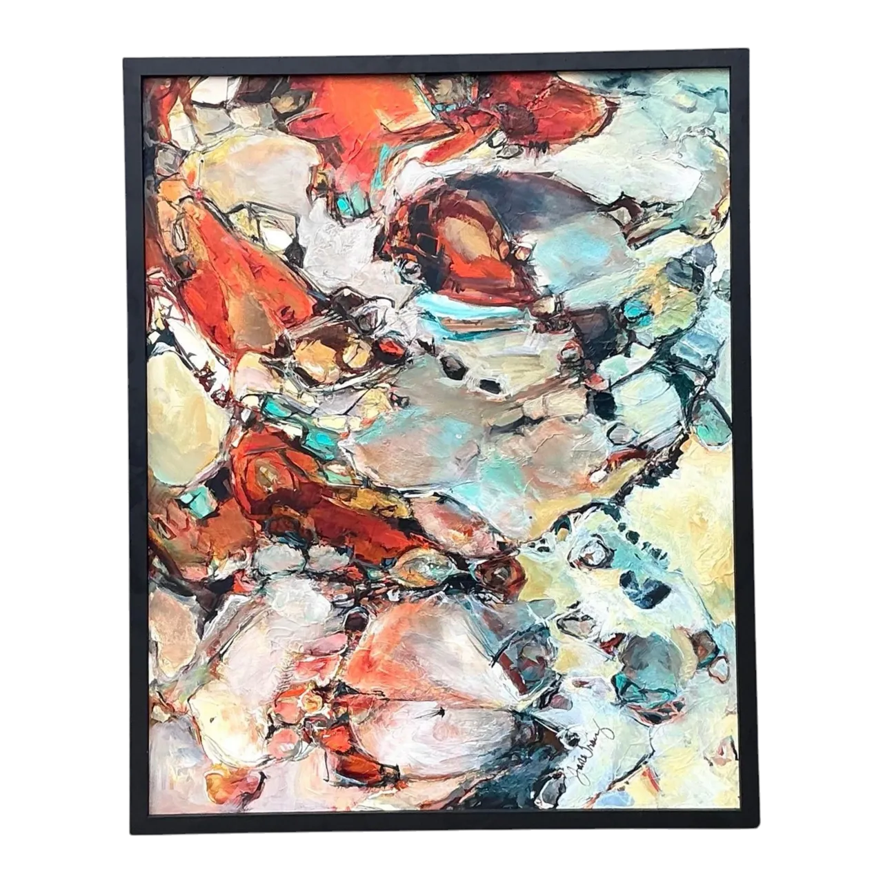 Vintage Original Abstract Oil Painting on Board - Wood, 33.5W x 41.5H