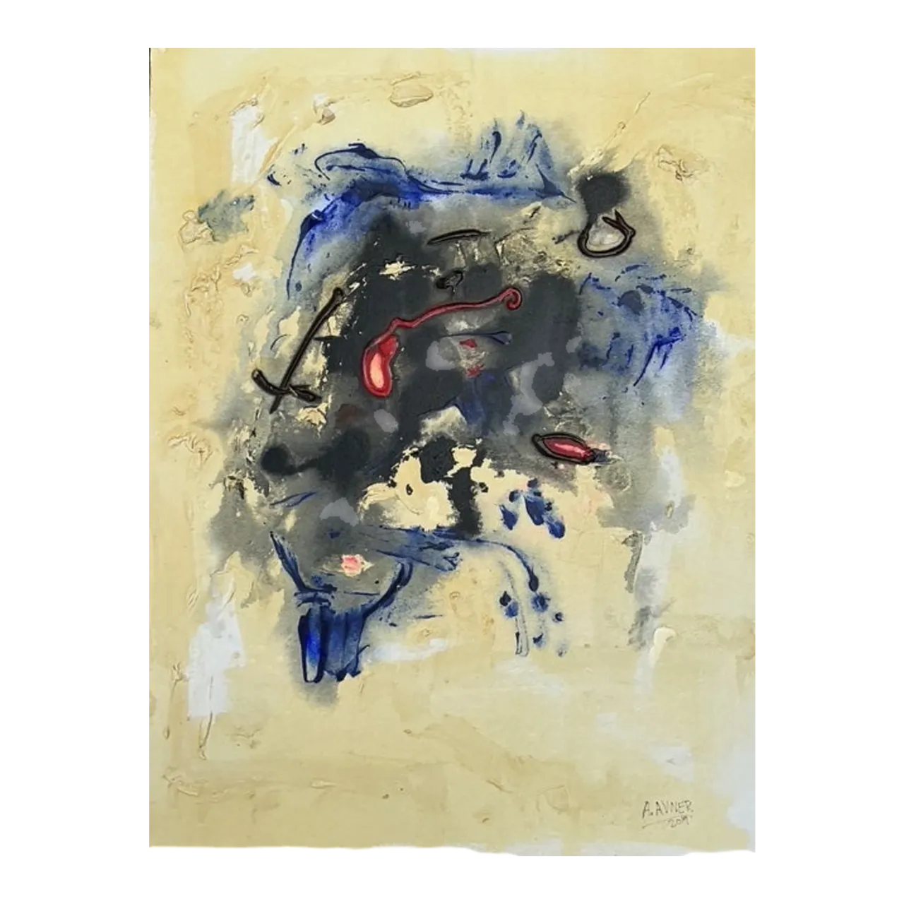 Vintage Original Abstract Oil Painting on Canvas - Canvas, 24W x 30H