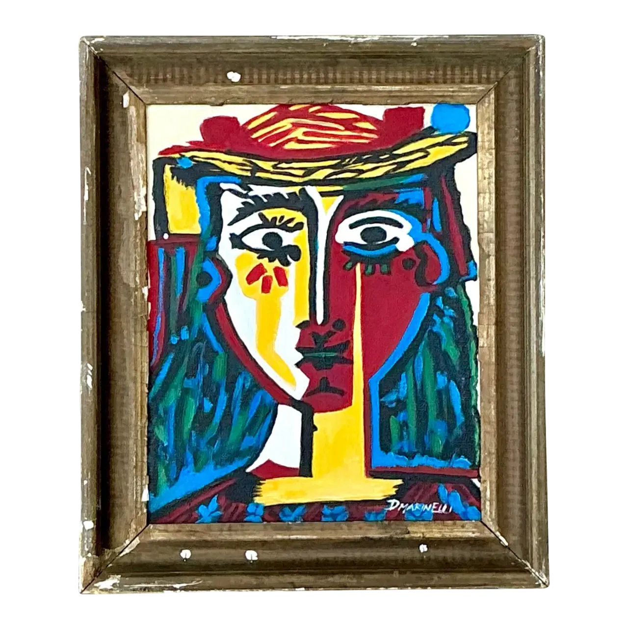 Vintage Original Homage to Picasso Oil on Canvas