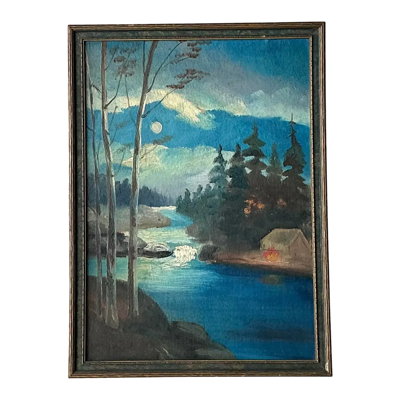 Vintage Original Landscape Watercolor on Board