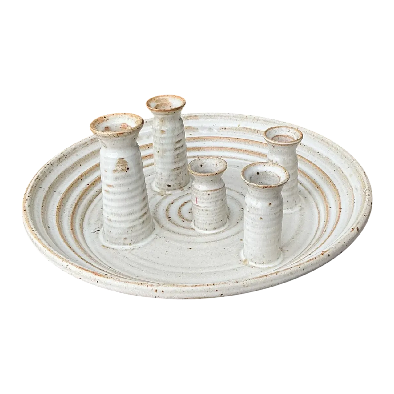 Vintage Original Studio Pottery Platter With Vases
