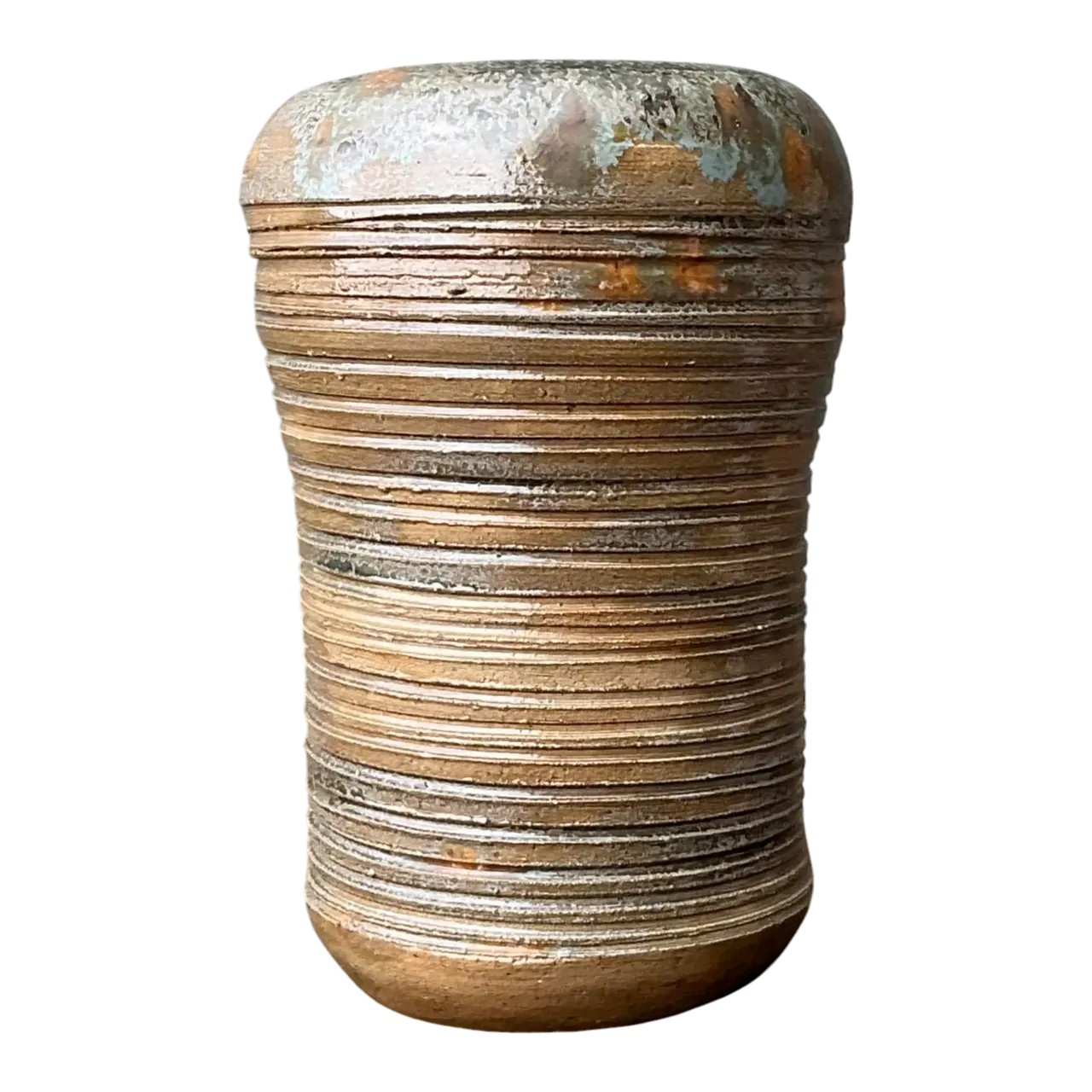 Vintage Original Studio Pottery Ribbed Vase - Pottery, 4.75W x 7.25H