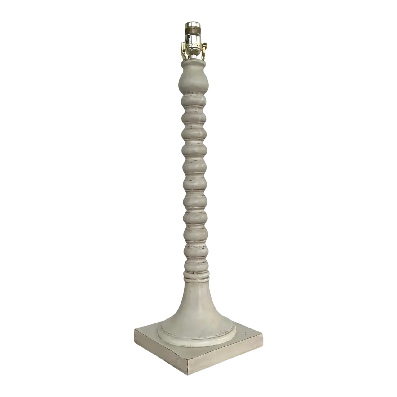 Vintage Patinated Carved Bobbin Lamp