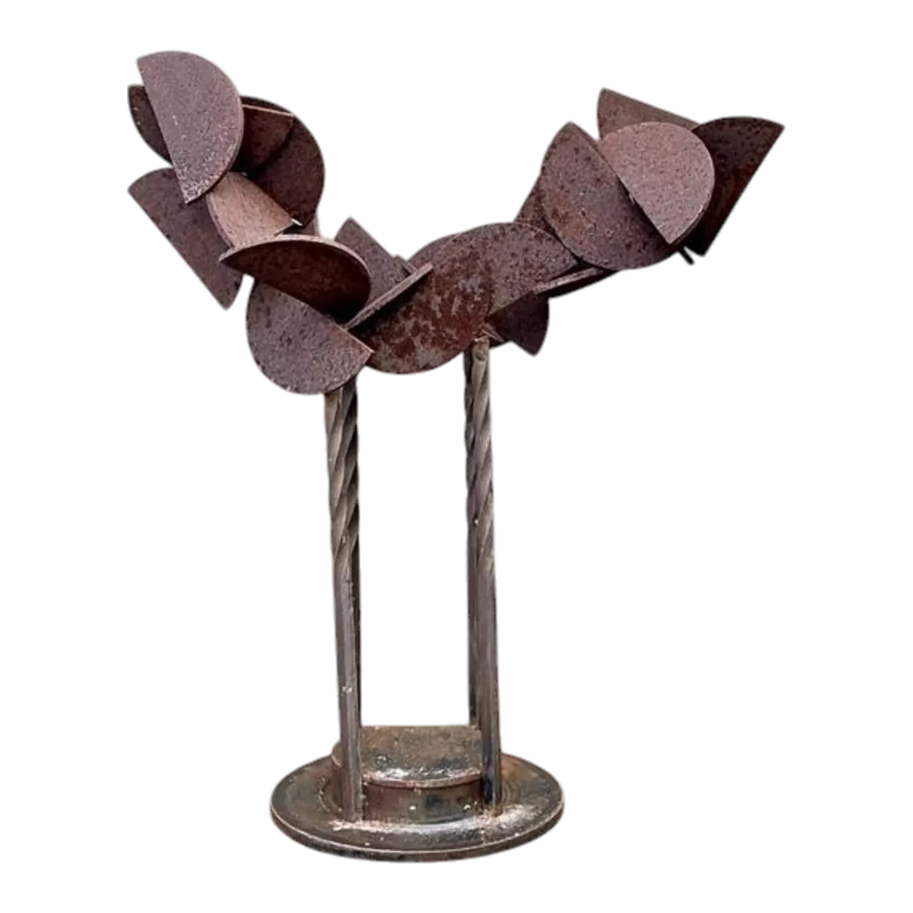 Vintage Patinated Geometric Abstract Sculpture